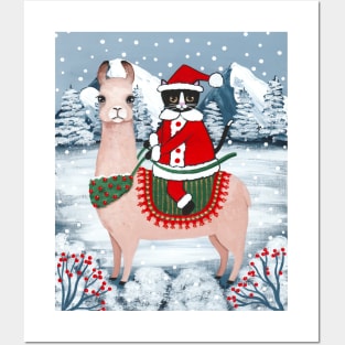 Santa Claws on a Llama Full Posters and Art